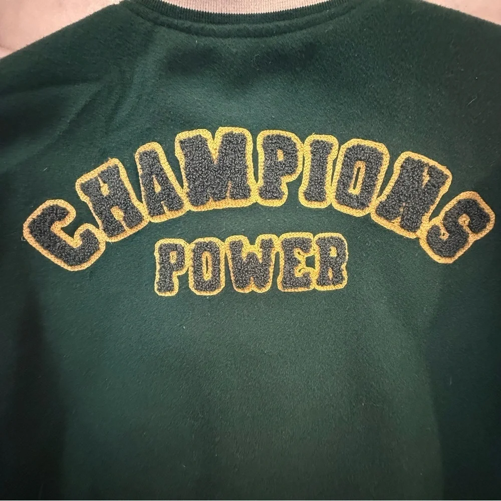 Zara kids Green and White Varsity letterman Jacket boys size 6
